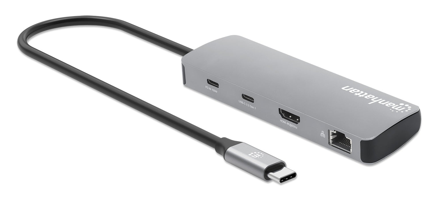 EAN 766623190459 - Manhattan 190459 base para portátil y replicador de puertos Alámbrico USB 3.2 Gen 1 (3.1 Gen 1) Type-C Gri imagen 2