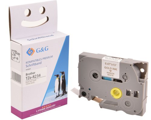 EAN 6941881283233 - G&G 18770 cinta para impresora de etiquetas Oro sobre blanco TZe imagen 1