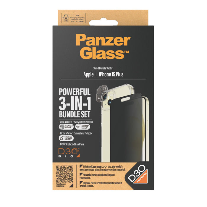 EAN 5711724930300 - PanzerGlass ® 3-in-1 Privacy Bundle iPhone 15 Plus Protector de pantalla Apple 1 pieza(s) imagen 3