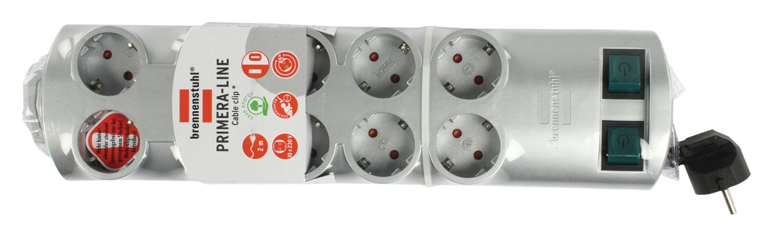 EAN 4007123211227 - Brennenstuhl Primera-Line base múltiple 2 m 10 salidas AC Plata imagen 2