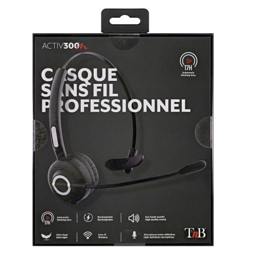 EAN 3303170104620 - T'nB ACTIV 300M Auriculares Inalámbrico Diadema Oficina/Centro de llamadas Bluetooth Base de carga Negro imagen 6