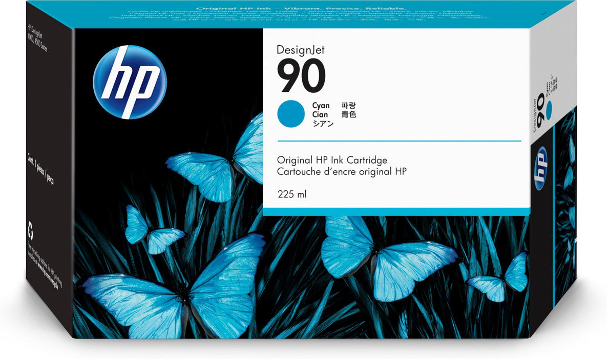 EAN 0829160222615 - HP Cartouche d'encre cyan 90 225-ml cartucho de tinta 1 pieza(s) Original Rendimiento estándar Cian imagen 1