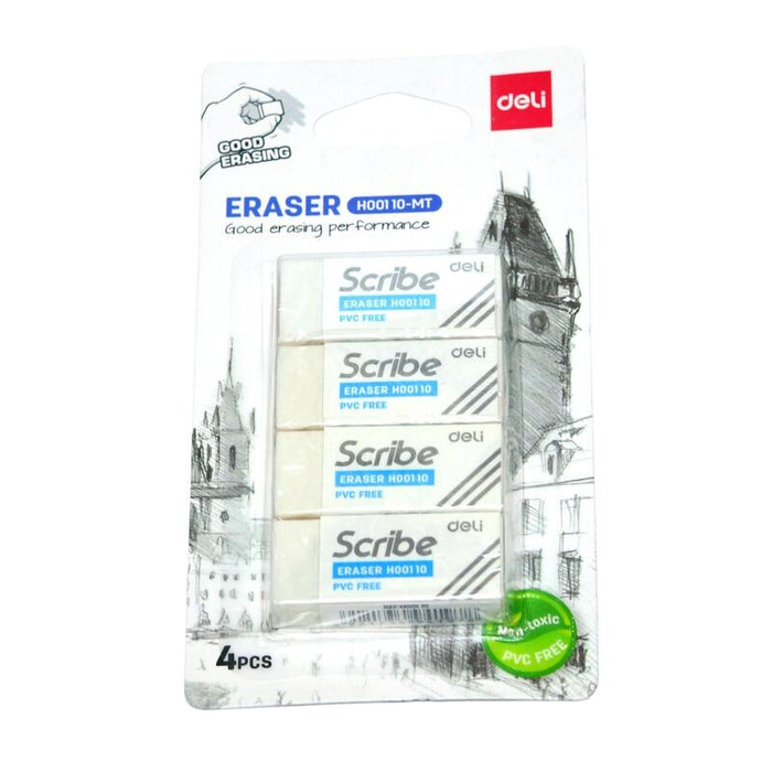 Deli Radiergummi Scribe, Pvc Frei, 4x1,7x1,2cm Blanco 4 Unidades