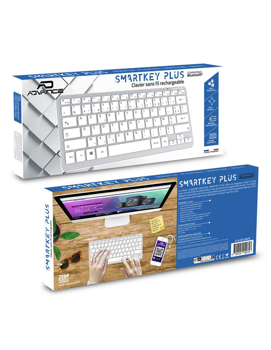 EAN 3700104455757 - Advance Tapes SMARTKEY PLUS teclado Hogar / Oficina USB + Bluetooth AZERTY Aluminio, Blanco imagen 3