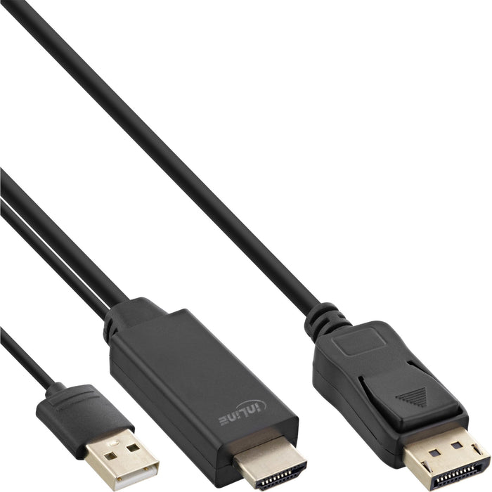EAN 4043718292592 - InLine 17161P adaptador de cable de vídeo 1 m HDMI + USB DisplayPort Negro imagen 1