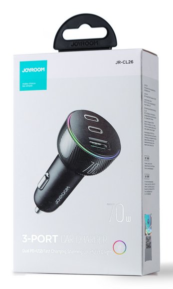 EAN 6956116701819 - JOYROOM JR-CL26 cargador de dispositivo móvil Universal Negro Encendedor de cigarrillos Carga rápida Auto imagen 2