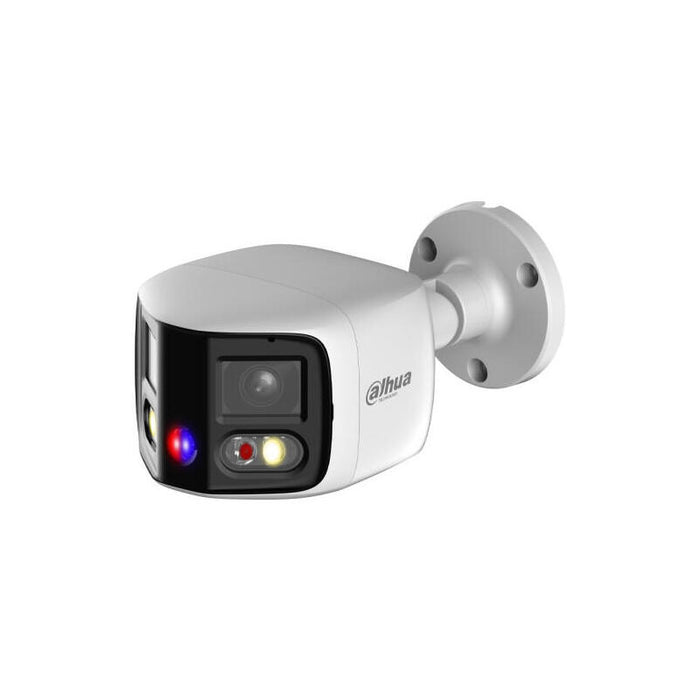 (Dh-Ipc-Pfw3849sp-A180-E2-As-Pv-0280b) Dahua Cámara Ip Bullet Panorámica Tioc Duo Wdr Wizsense 2x4mp Led Ir & Luz Cálida Ip67 Alarma Sonido / Luz Azul&Roja 2.8mm Poe