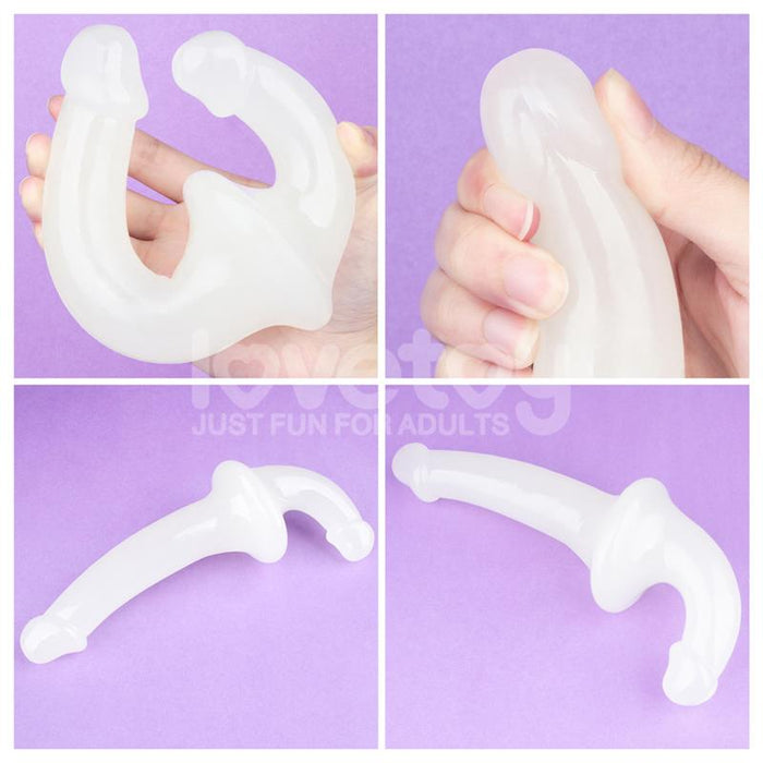 Dildo Doble Lumino Play Luz Azul 10.5