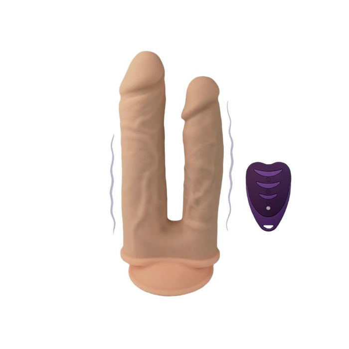 Silexd - Modelo 1 Pene Realistico Doble Penetracion Vibrador Silicona Premium Silexpan Control Remoto 17.5 / 19.5 Cm