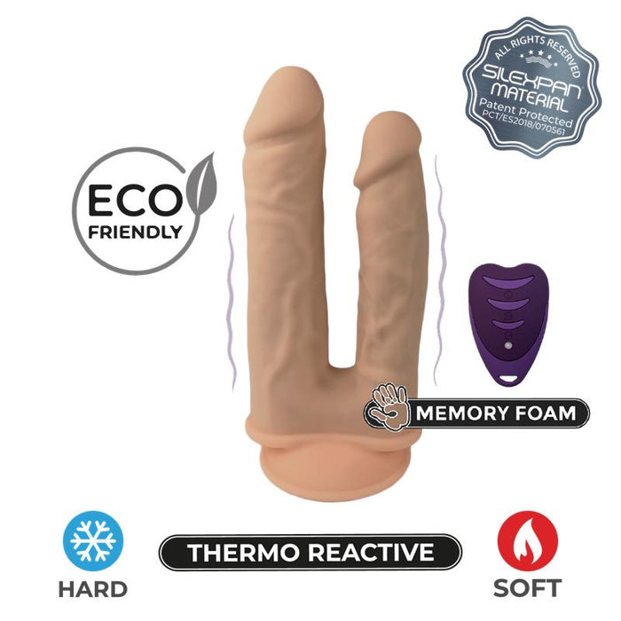 Silexd - Modelo 1 Pene Realistico Doble Penetracion Vibrador Silicona Premium Silexpan Control Remoto 17.5 / 19.5 Cm