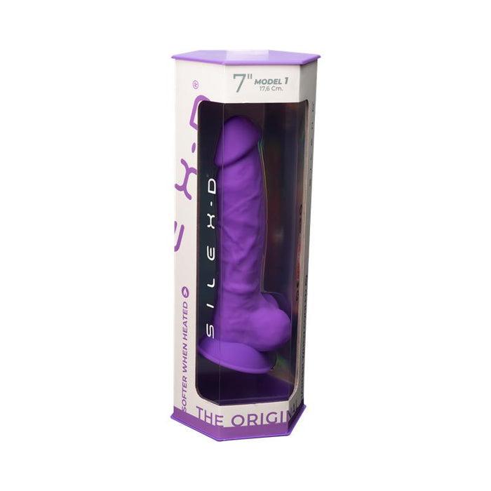 Silexd - Modelo 1 Pene Realistico Silicona Premium Silexpan Violeta 17.5 Cm
