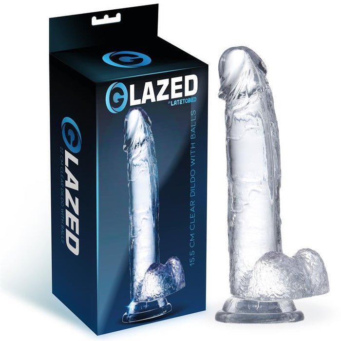 Dildo Realista Con Testículos Material Cristalino 15,5 Cm
