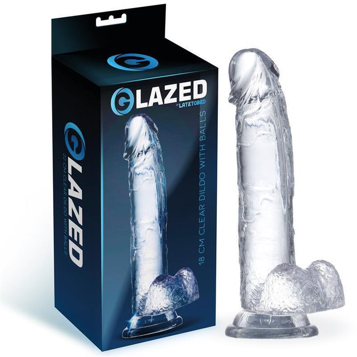 Dildo Realista Con Testículos Material Cristalino 18 Cm