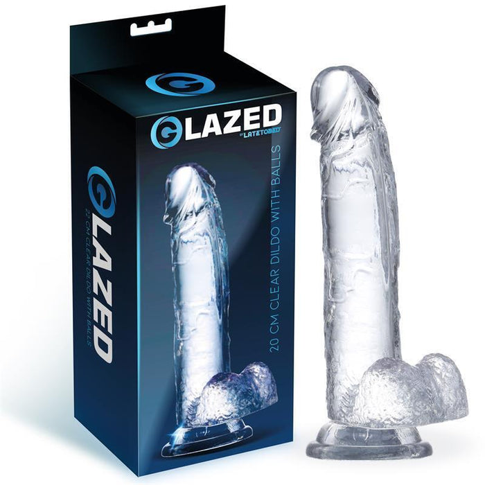 Dildo Realista Con Testículos Material Cristalino 20 Cm