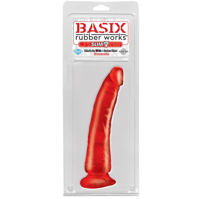 Dildo Slim 17,78 Cm Con Ventosa - Color Rojo