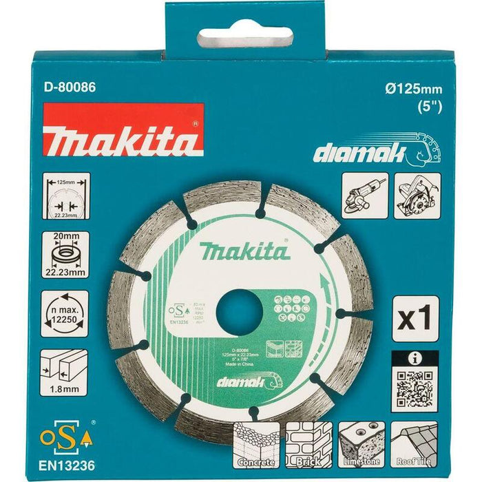 Disco De Corte Diamantado Makita Diamak, Ø 125 Mm, Diámetro 22,23 Mm D-80086