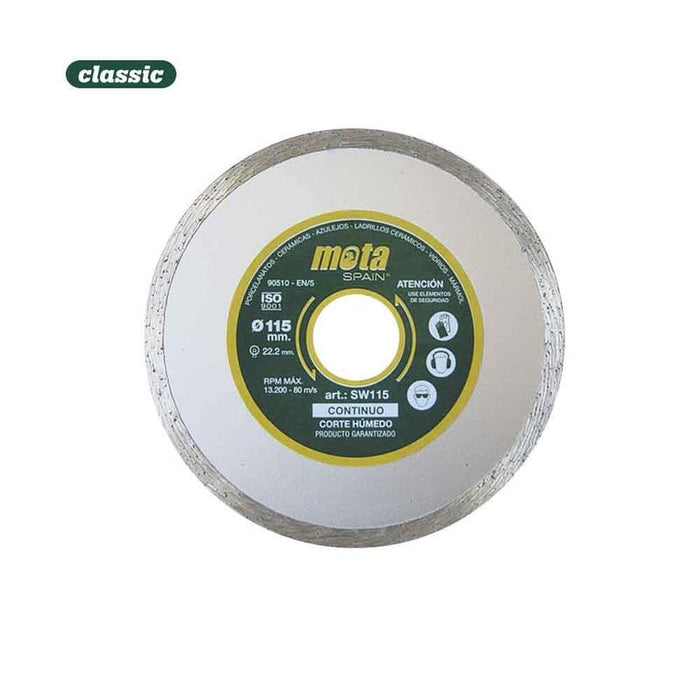 Disco Diamante Liso Corte Humedo Ø115mm Clp18 Sw115-P Mota