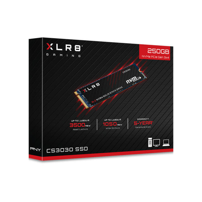Disco Ssd Pny 250 Gb / 3d / M280cs3030-250-Rb Pny Xlr8 Cs3030, 250 Gb, M.2, 3500 Mb/S