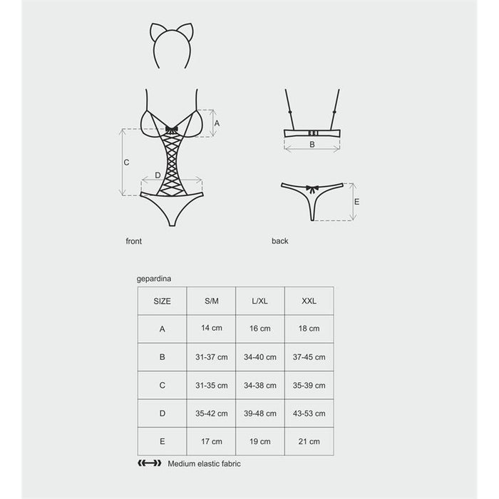 Obsessive Gepardina 3pcs Disfraz Gata S/M