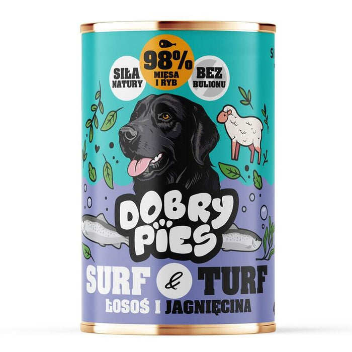 Dobry Pies Surf&Turf Losos I Jagniecina Mokra Karma Para Perro 400g