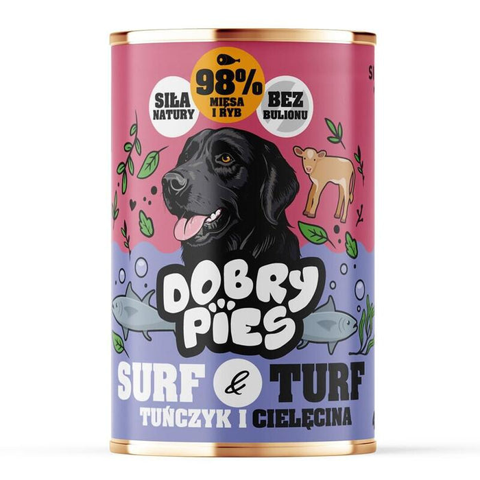 Dobry Pies Surf&Turf Tunczyk I Cielecina Mokra Karma Para Perro 400g