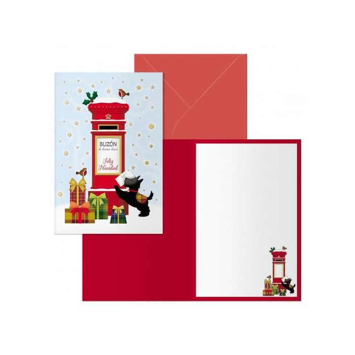 Dohe Buzon Pack De 6 Tarjetas De Felicitacion Navideña Con Sobre - Tamaño Cerrada 11.5x17cm, Abierta 23x17cm - Papel