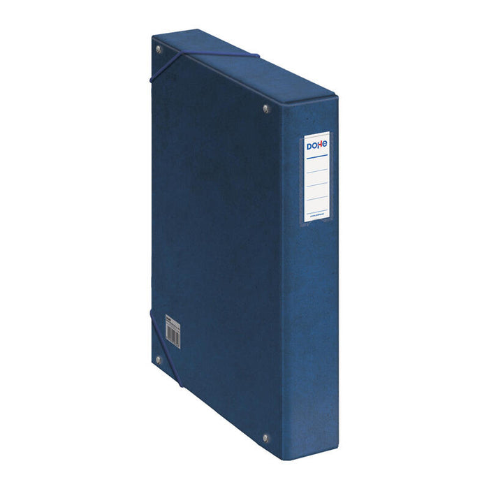 Dohe Caja Para Proyectos Lomo 5cm - Carton Forrado Con Papel Impreso Y Plastificado - Cierre Con Gomas - Azul