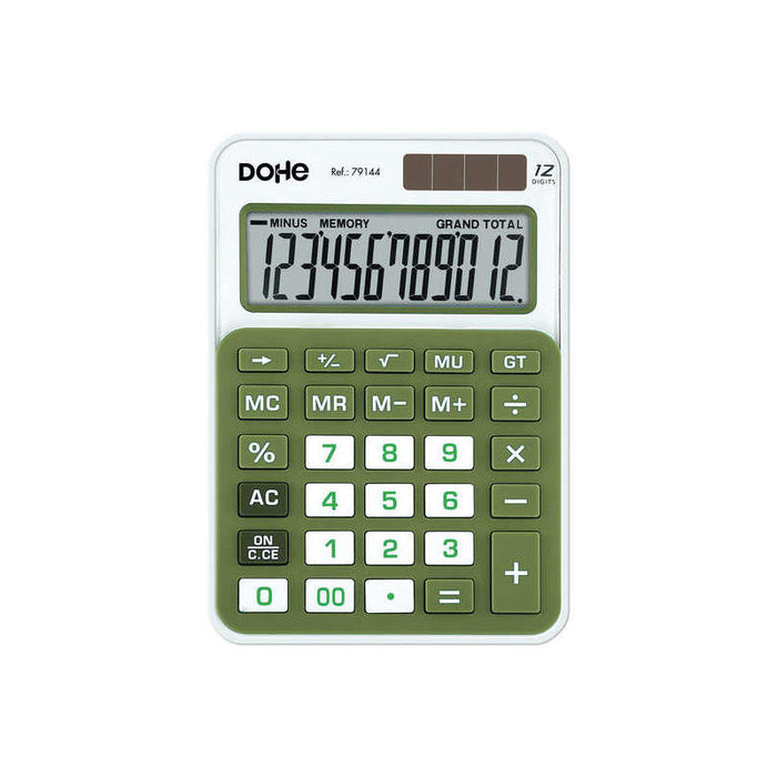Dohe Calculadora Electronica De 12 Digitos - Alimentacion Solar Y A Pilas - 4 Teclas De Memoria - Apagado Automatico -