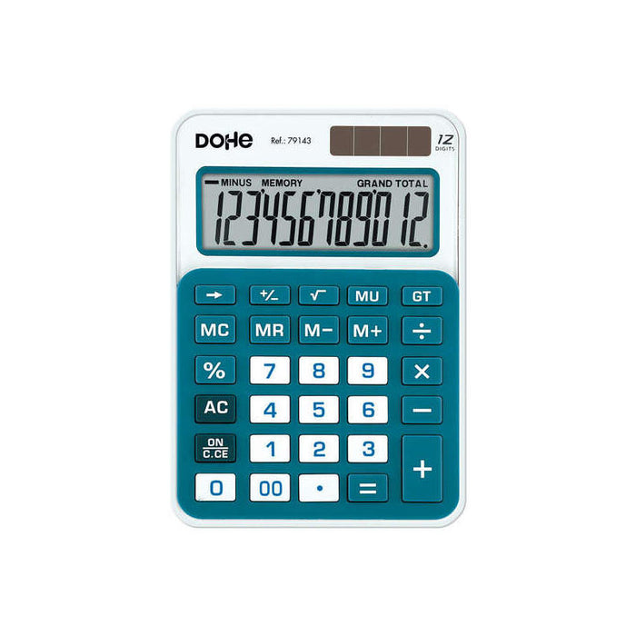 Dohe Calculadora Electronica De 12 Digitos - Alimentacion Solar Y A Pilas - 4 Teclas De Memoria - Apagado Automatico -