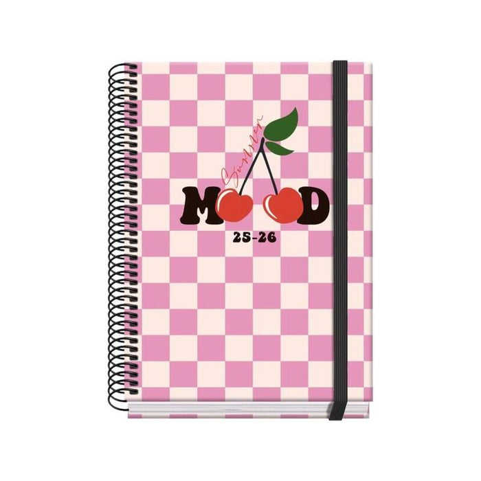 Dohe Cherry Agenda Escolar 25/26 Espiral A5 - Semana Vista - Papel 70g/M2 - 4 Hojas De Pegatinas - Cubierta De Carton
