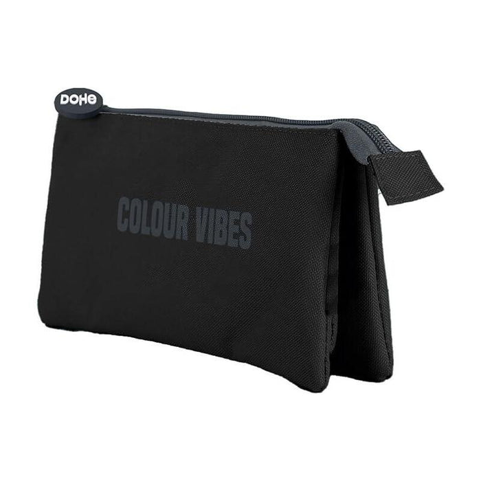 Dohe Colour Vibes Portatodo Triple - Cierre Doble Con Cremallera Y Tirador De Goma - Negro
