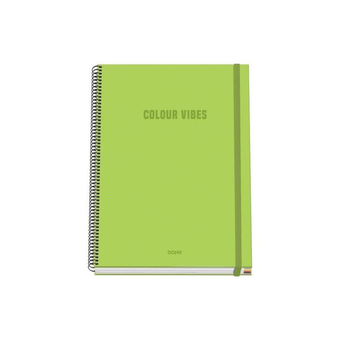 Dohe Colour Vives Cuaderno Espiral A4 100 Hojas Microperforadas Cuadricula 5mm - Tapa Dura Carton Forrado - Cierre De
