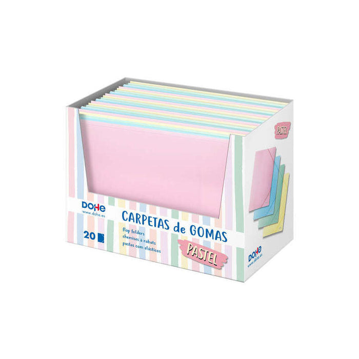 Dohe Expositor De Carpetas De Gomas Tamaño A4 - 20uds - Polipropileno De 600 Micras - Colores Surtidos