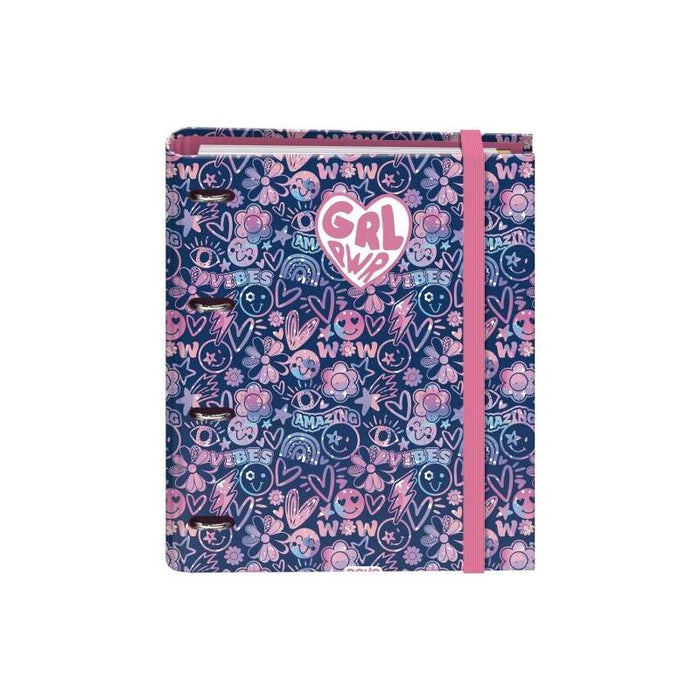 Dohe Girl Power Carpeta Con 4 Anillas De 35mm - 100 Hojas Offset De 90g - 5x5mm - 4 Separadores - Sobre Multitaladro -