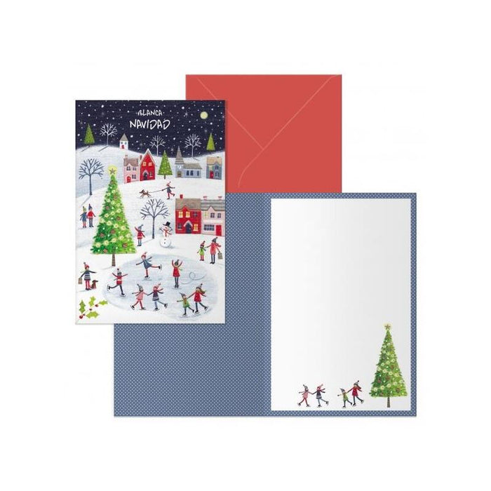 Dohe Ice Rink Pack De 6 Tarjetas De Felicitacion Navideña Con Sobre - Tamaño Cerrada 11.5x17cm, Abierta 23x17cm - Papel