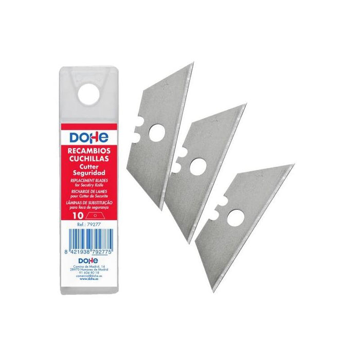 Dohe Pack Con 10 Cuchillas De Recambio Trapezoidales Para Cutters De Seguridad - 18mm - Acero De Maxima Calidad