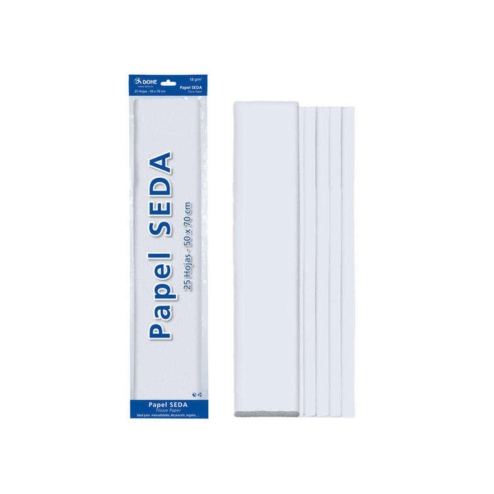 Dohe Papel Seda De 18g - 50x70cm - Ideal Para Manualidades Y Decoracion - Se Sirve En Bolsas De 25 Hojas