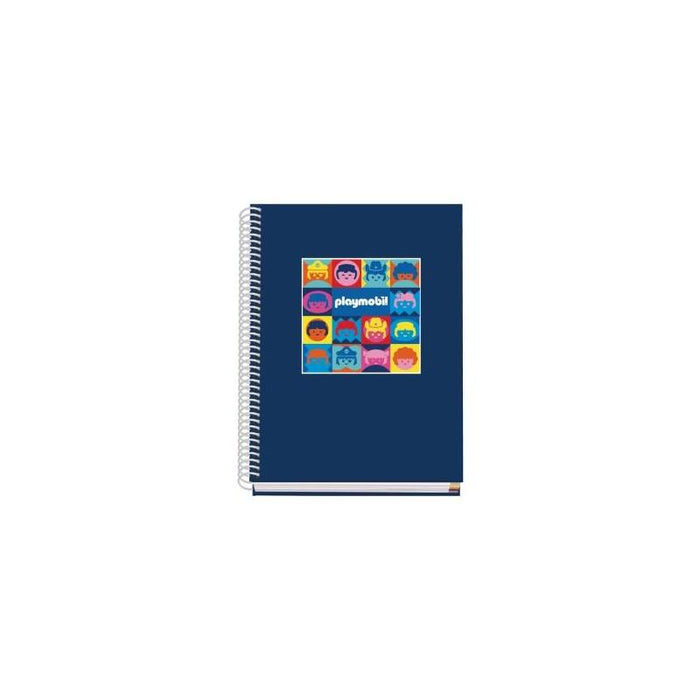 Dohe Playmobil Cuaderno Espiral A5 100 Hojas Cuadricula 5mm - Tapa Dura Impresa A Todo Color Y Plastificada En Brillo -