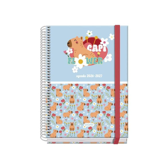 Dohe Prime Capi Flower Agenda Escolar 26/27 - Formato A5 - Dia Pagina - Papel Offset Ahuesado 70g - Cubierta De Carton
