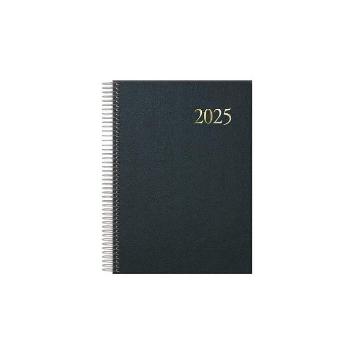 Dohe Segovia Agenda Anual Espiral - Dia Pagina - Sabado Y Domingo Misma Pagina - Tamaño 14x20cm - Negro