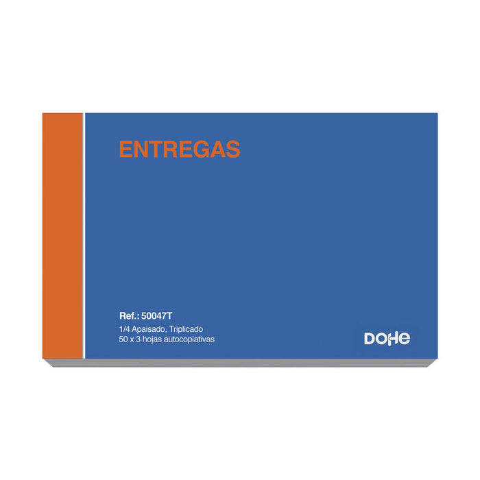 Dohe Talonario De Entregas - Cuarto Apaisado - 50x3 Hojas Autocopiativas - Triplicado