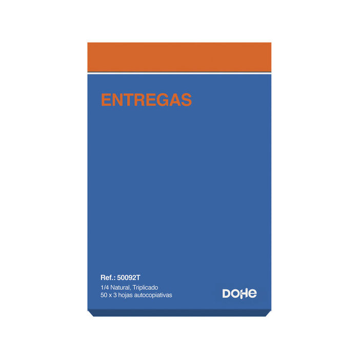 Dohe Talonario De Entregas - Cuarto Natural - 50x3 Hojas Autocopiativas - Triplicado