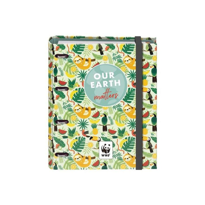 Dohe Wwf Tropic Carpeta De 4 Anillas Mixtas De 35mm Con Recambio De 100 Hojas - Formato Folio - Cierre Con Goma -