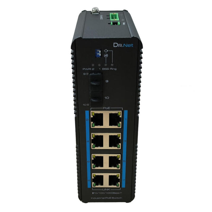 Drnet Isge10-8p-240w Switch Poe+ Industrial 8 Puertos Gigabit +2sfp Gigabit 240w No_gestionable