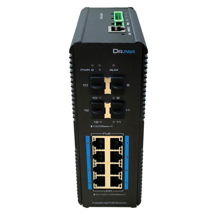 Drnet Isge12l2-8p-144w Switch Poe Industrial 8 Puertos Gigabit +4sfp Gigabit 144w Gestionable Layer2