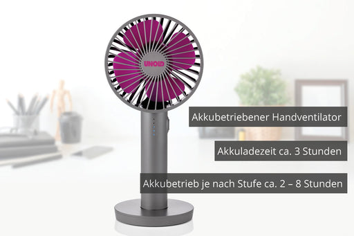 EAN 4011689866296 - Unold Breezy II Gris, Púrpura 10 cm Ventilador de mano imagen 2