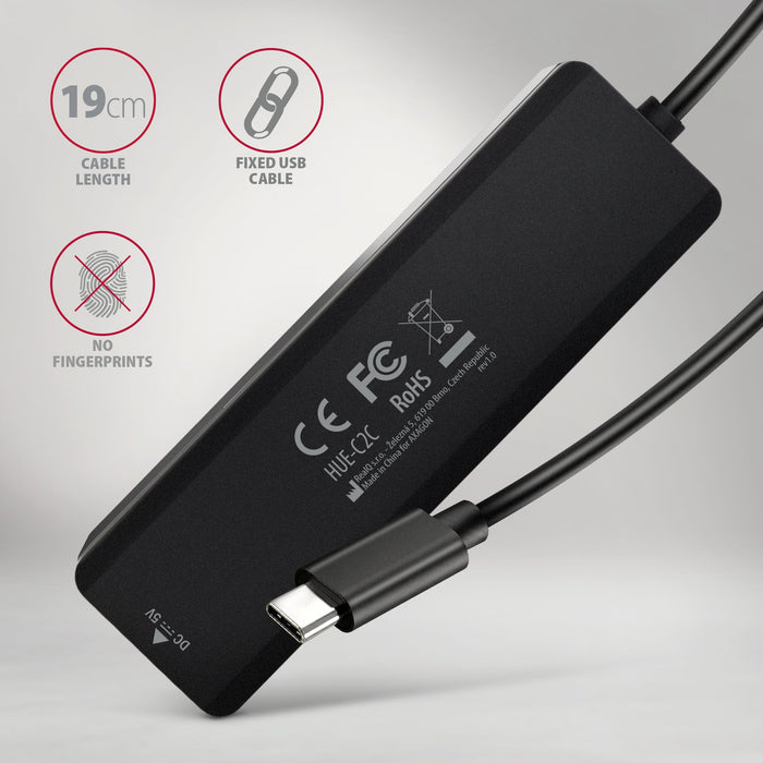 EAN 8595247909510 - Axagon HUE-C2C hub de interfaz USB 3.2 Gen 1 (3.1 Gen 1) Type-C 5000 Mbit/s Negro imagen 5