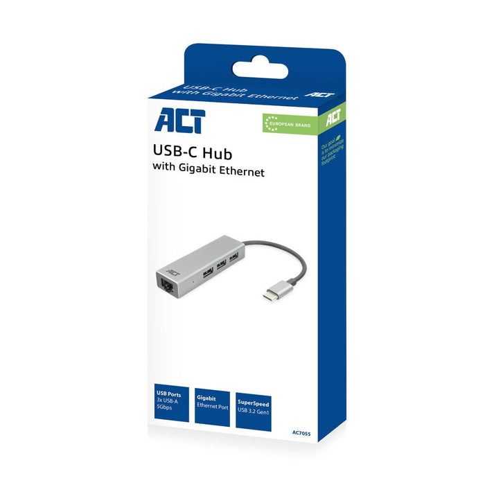 EAN 8716065395563 - ACT AC7055 base para portátil y replicador de puertos USB 3.2 Gen 1 (3.1 Gen 1) Type-C Gris imagen 2