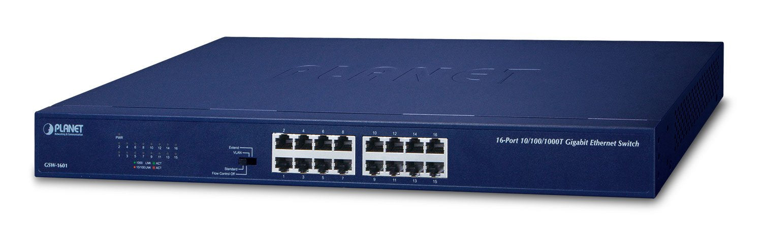 EAN 4711213686269 - PLANET GSW-1601 switch No administrado Gigabit Ethernet (10/100/1000) 1U Azul imagen 1