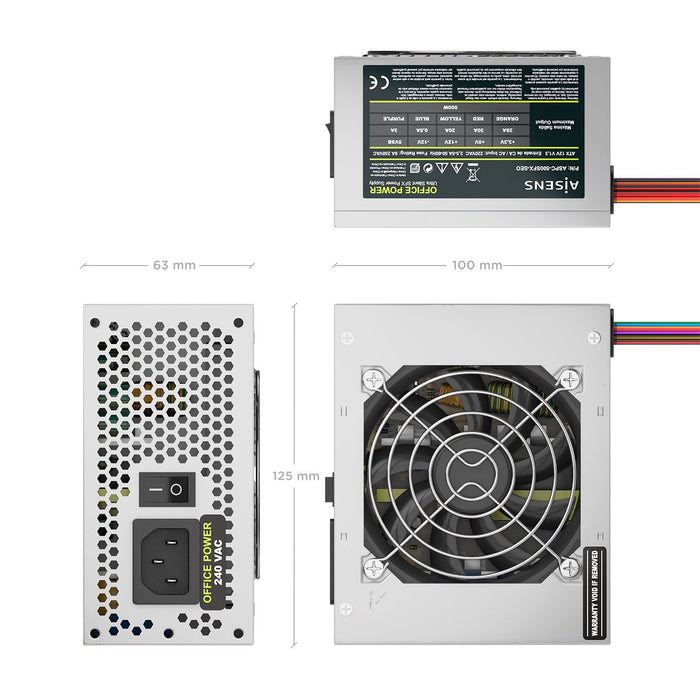 EAN 8435739904060 - AISENS ASPC-500SFX-SEO unidad de fuente de alimentación 20+4 pin ATX imagen 3